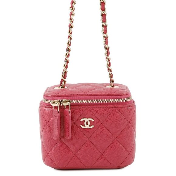 CHANEL Matelasse Mini Vanity Chain Shoulder Bag Calfskin Pink AP1340 - Picture 1 of 12
